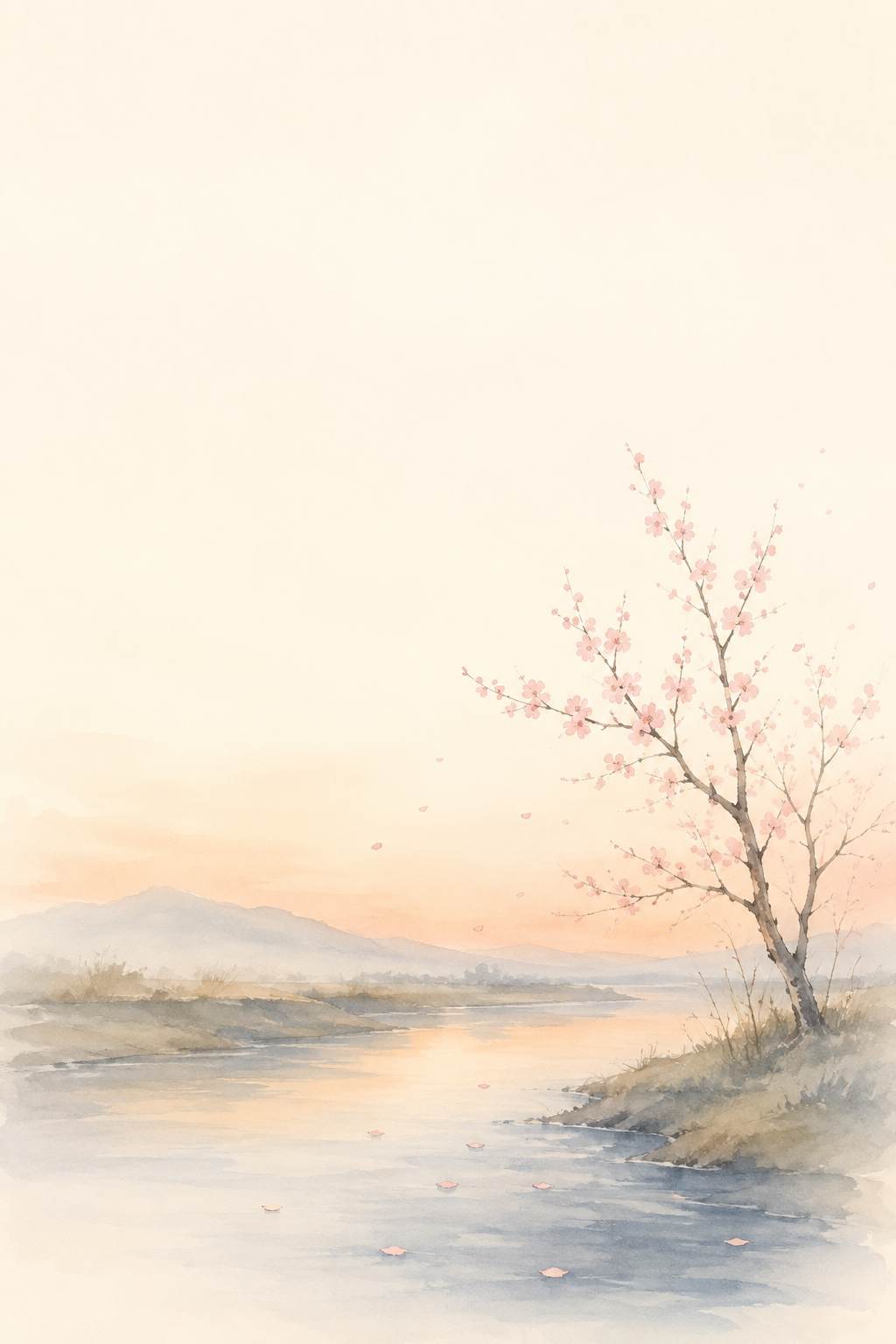 おもひ川 春の夕の川辺
