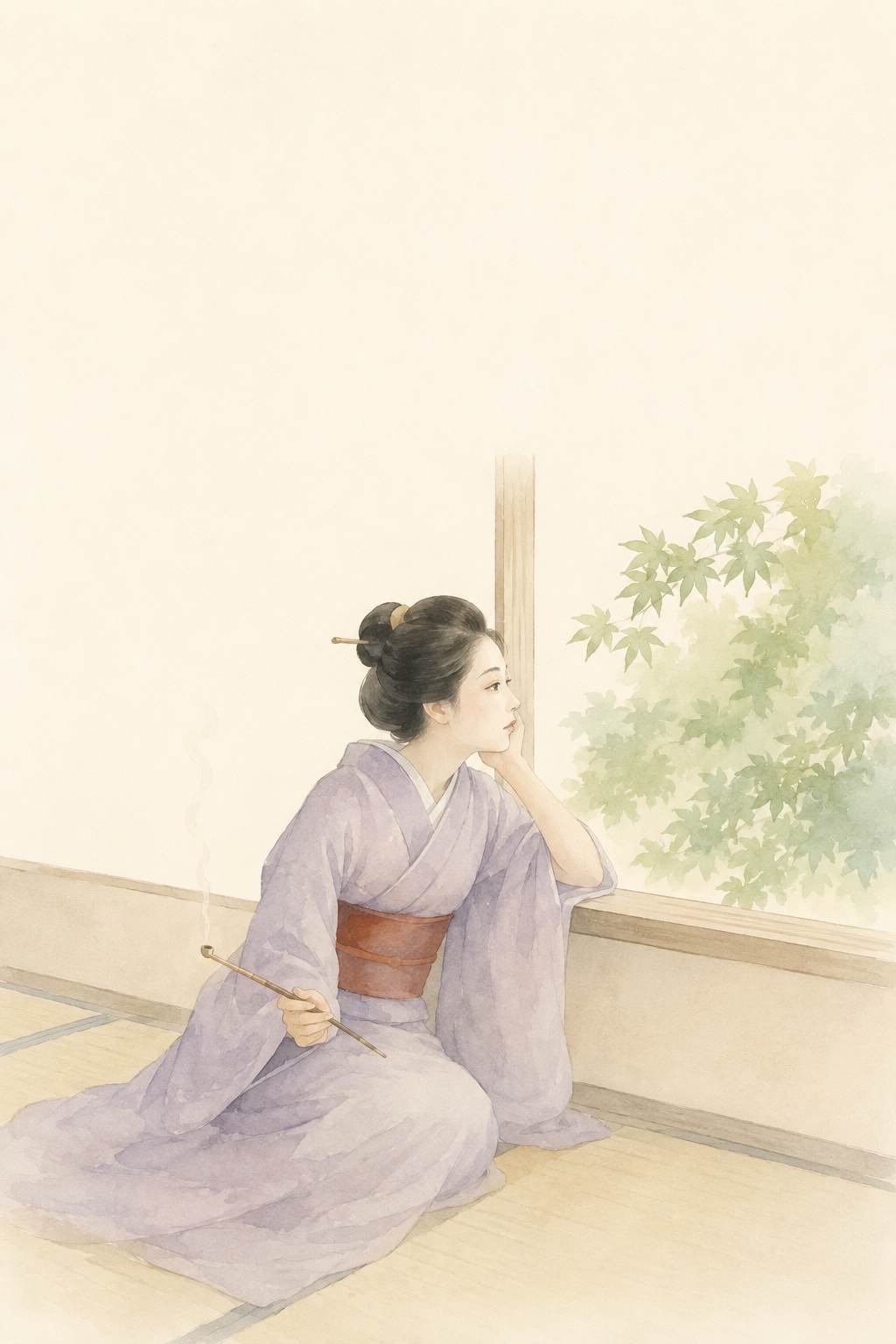 もみじ葉 夏木立の窓辺