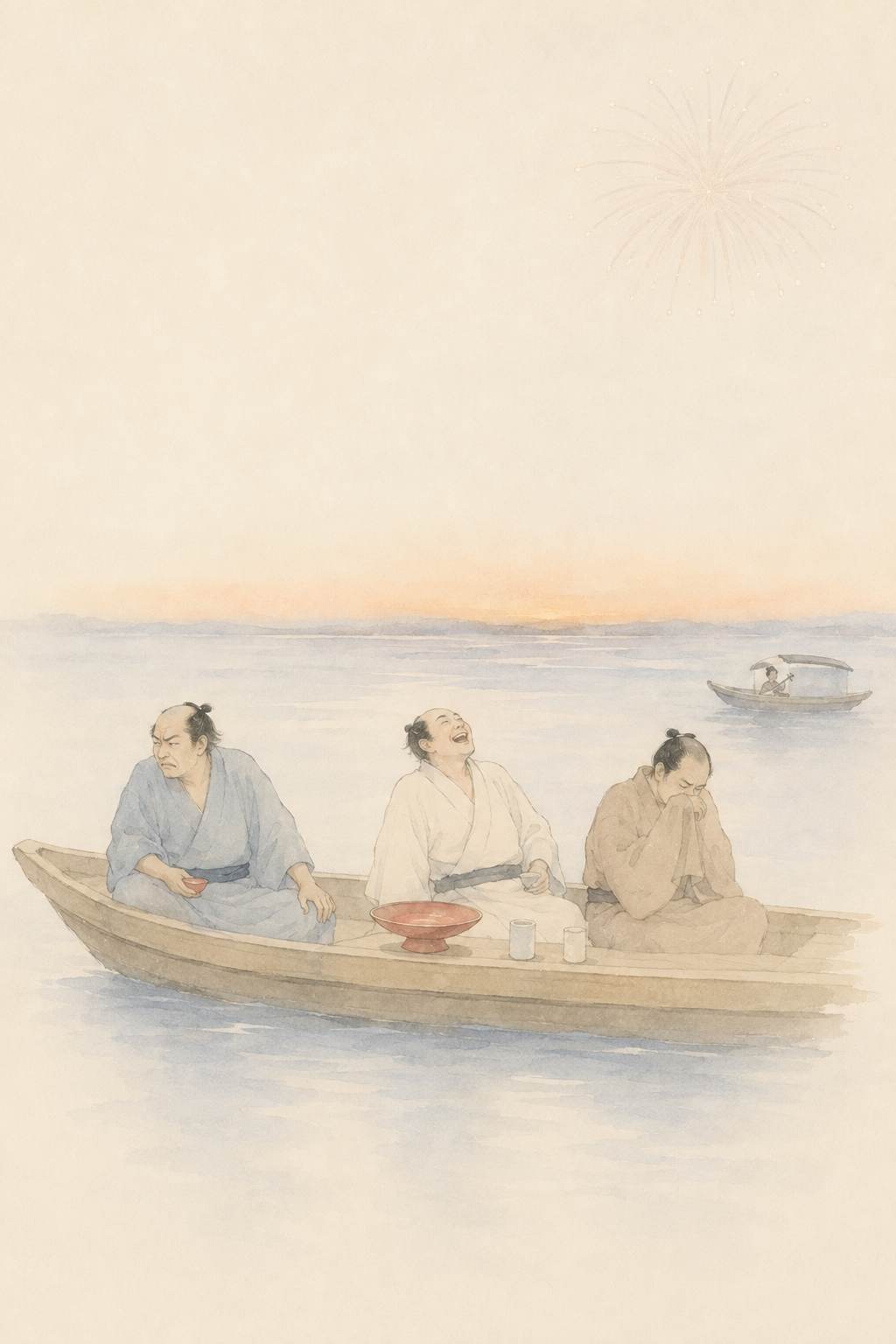三人生酔 大川の涼み船