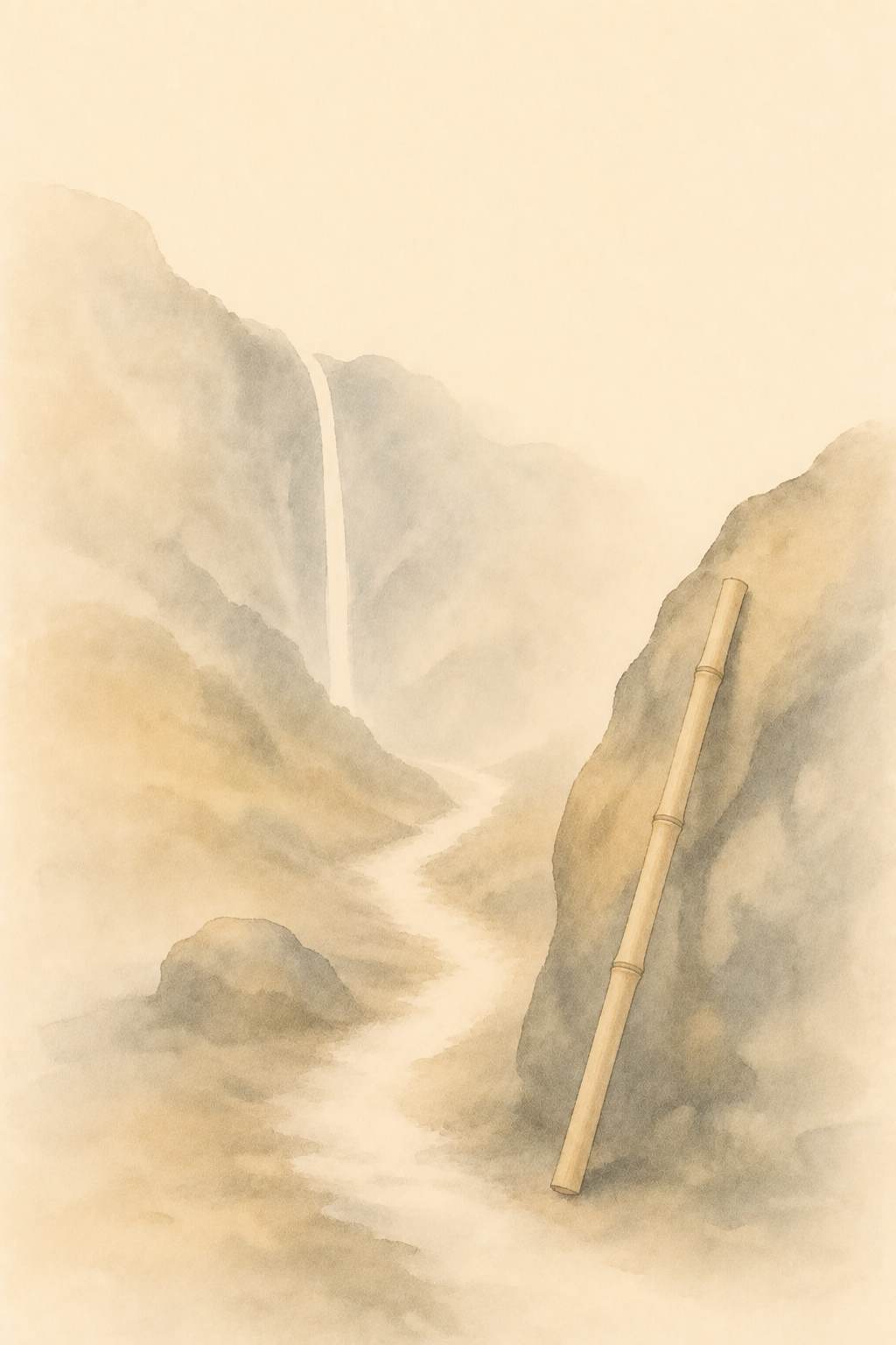 山賎（七変化） 山路の竹杖と滝
