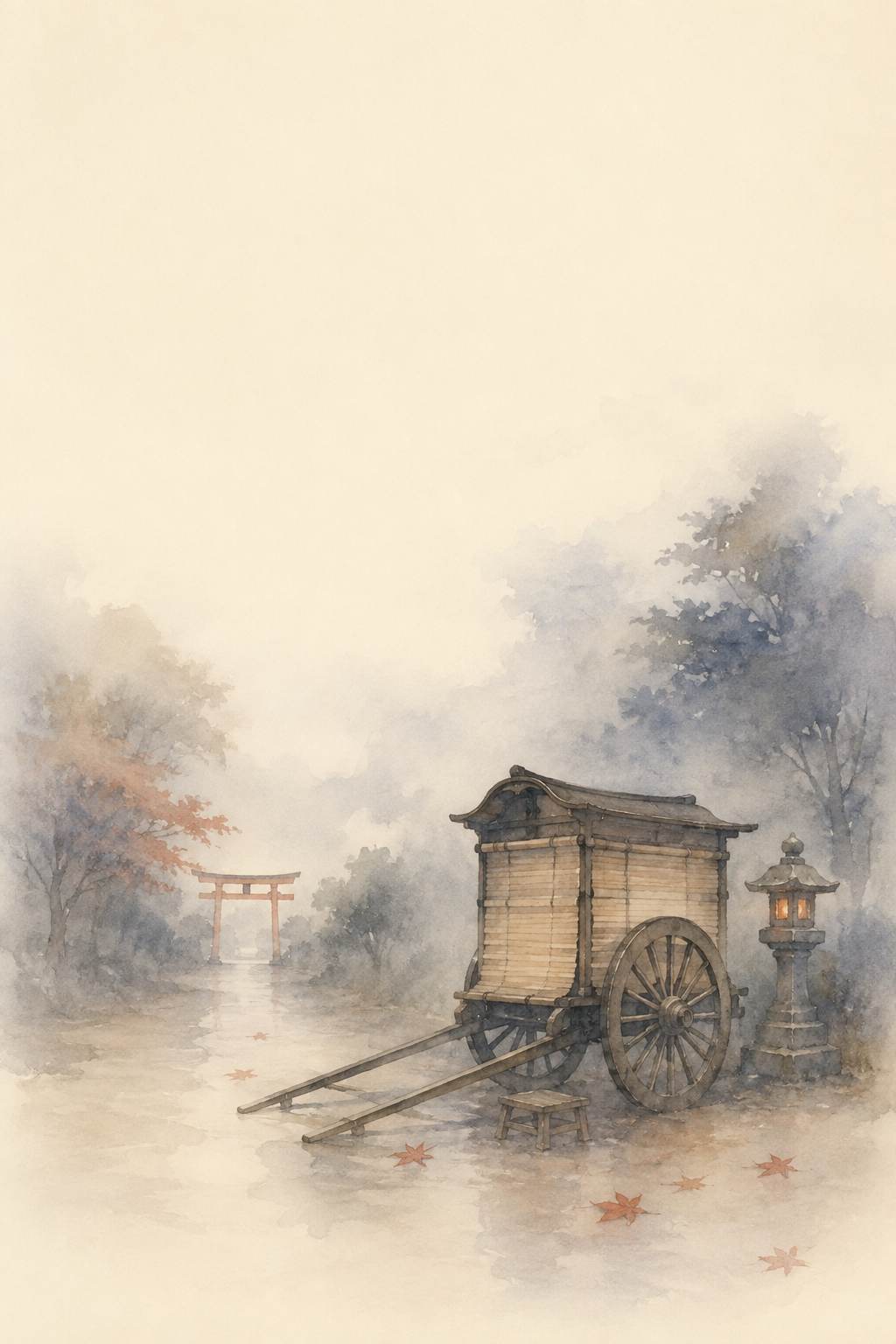 忍車 稲荷の参道の御所車