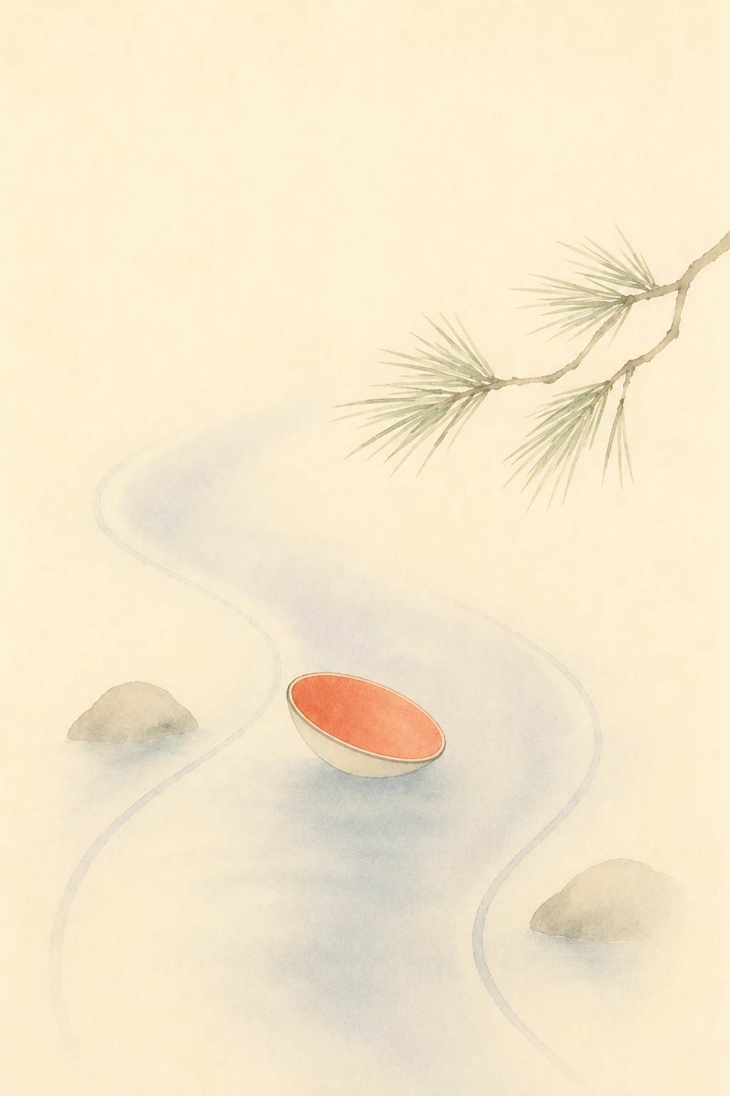 浜鵆幾世月 遣り水の盃と松