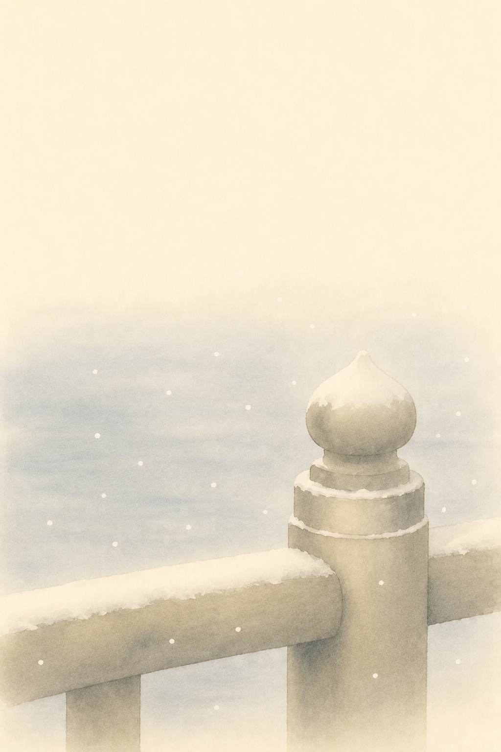 狂乱情姿絵 雪の夜の橋の擬宝珠