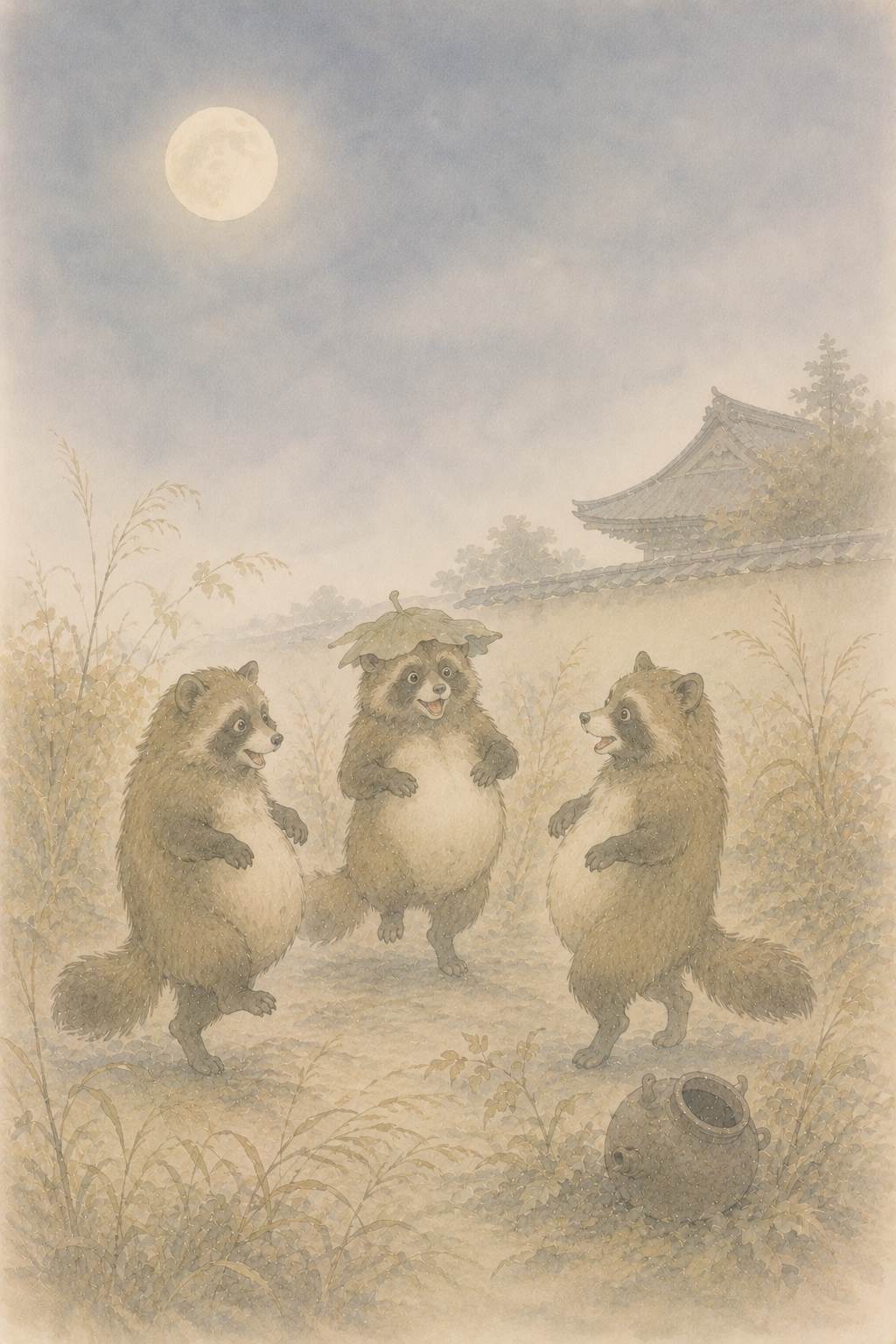 狸 月夜の腹鼓