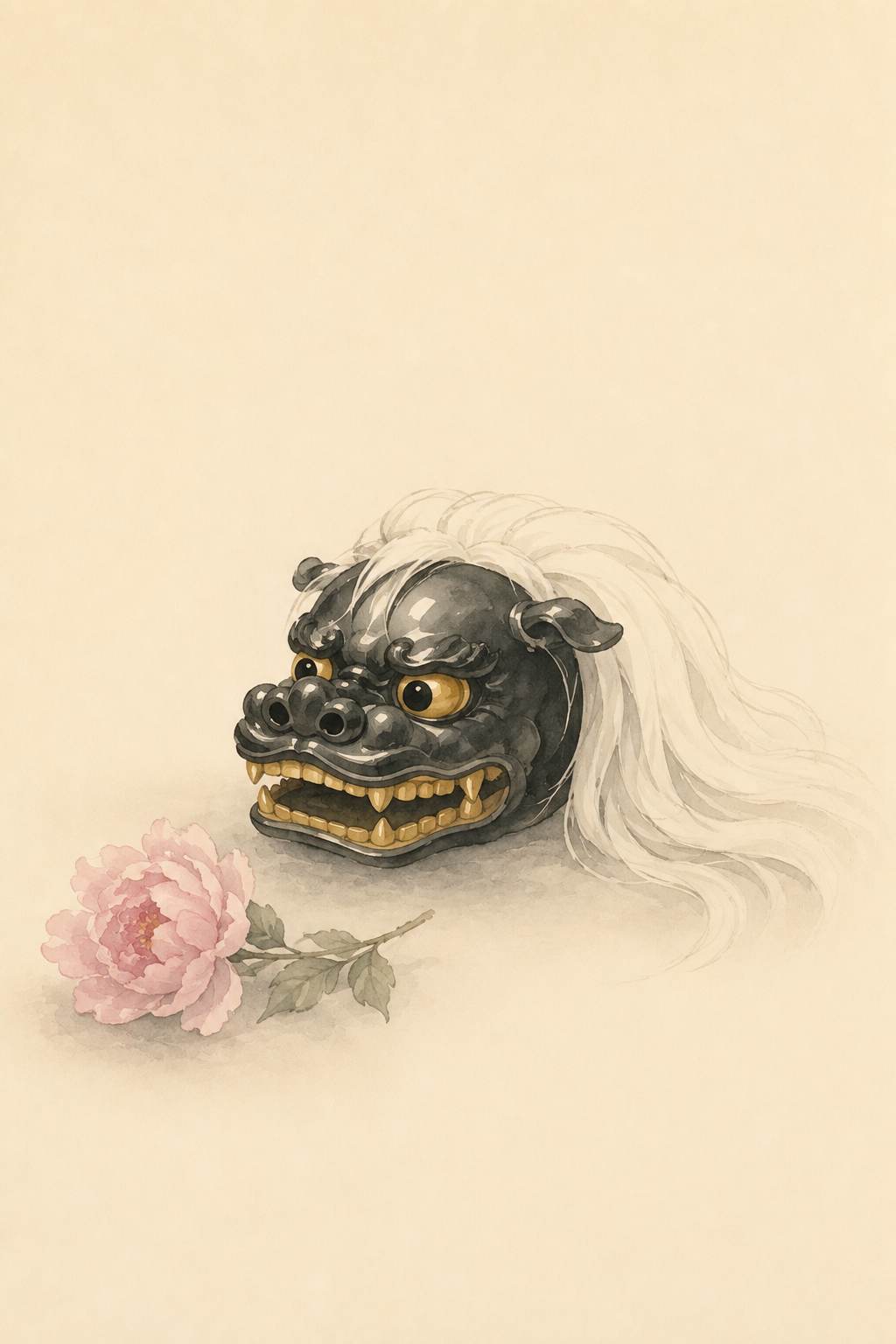 粂太郎石橋 獅子頭と牡丹