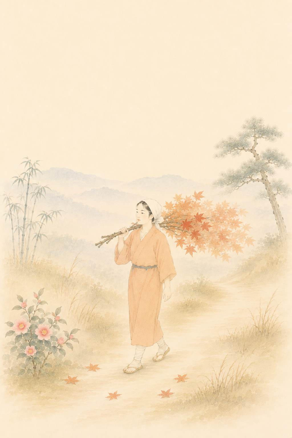 紅葉売 初冬の山里の物売り