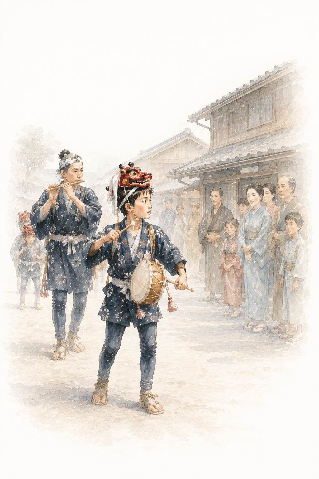 越後獅子 門付けの太鼓